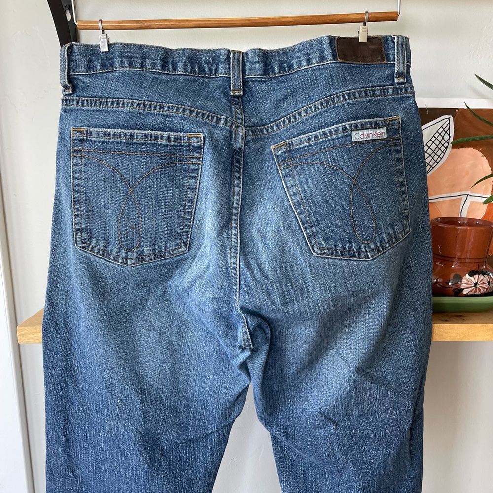 Vintage Calvin Klein Medium Blue Denim Bootcut Jeans Signature Pockets Sz 8